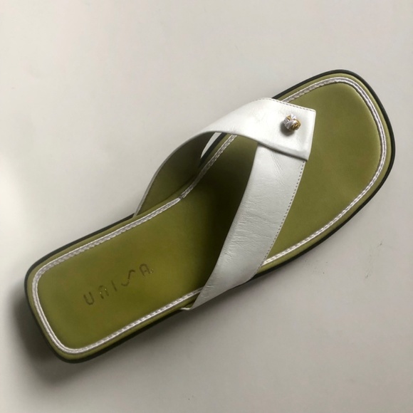 NEW! WOT White Leather Unisa sandal Flip-Flops - Picture 3 of 10